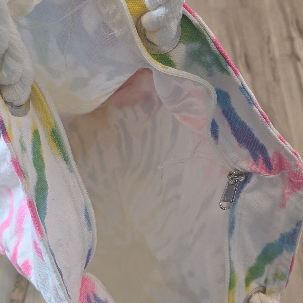 Buy One Get One Half Off Tie-Dye Canvas Beach Tote Bag with Rope Handles - Picture 3 of 4